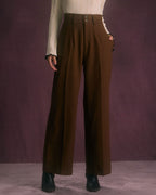 The Mocha Button-Front Straight Trouser