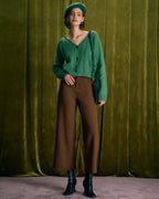 The Mocha Button-Front Straight Trouser