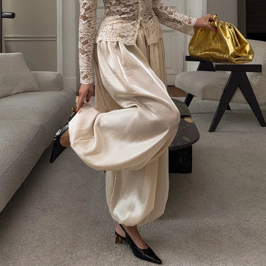 LIORA | Pleated Wide-Leg Trousers