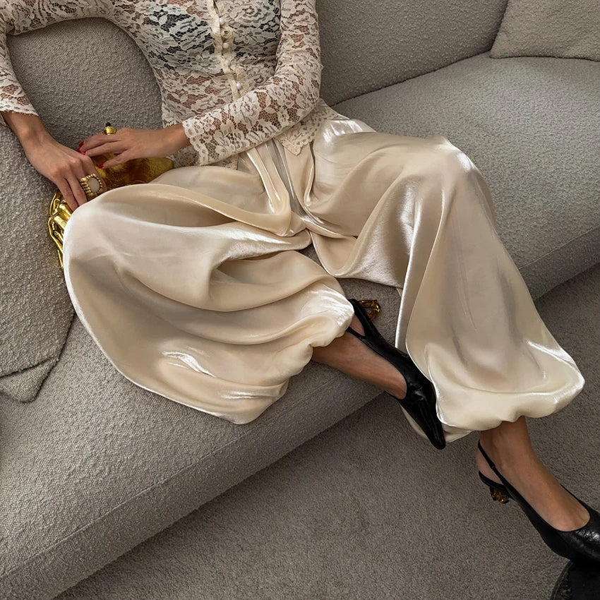 LIORA | Pleated Wide-Leg Trousers