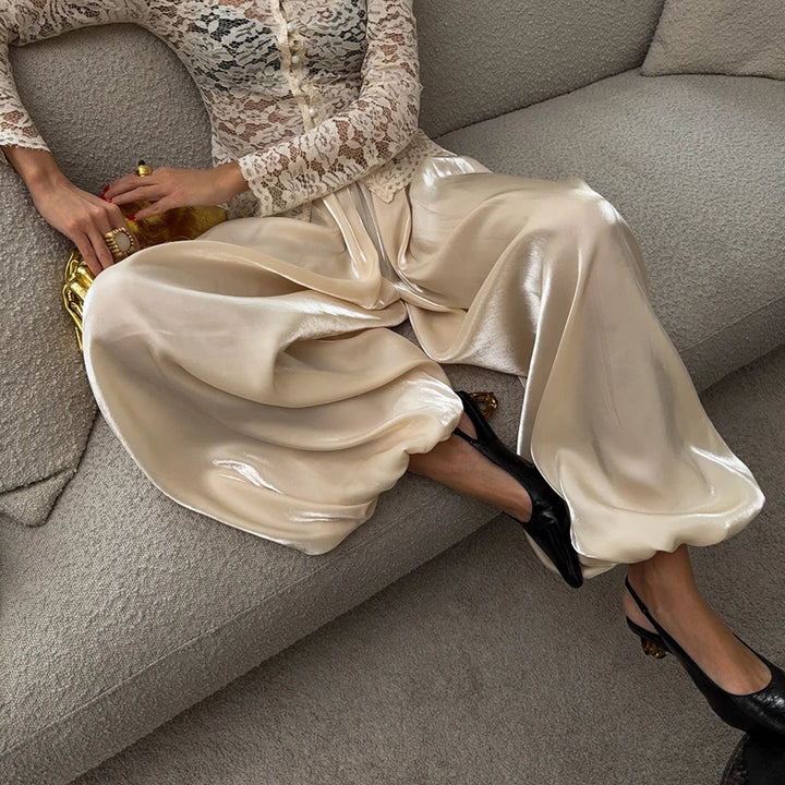 LIORA | Pleated Wide-Leg Trousers
