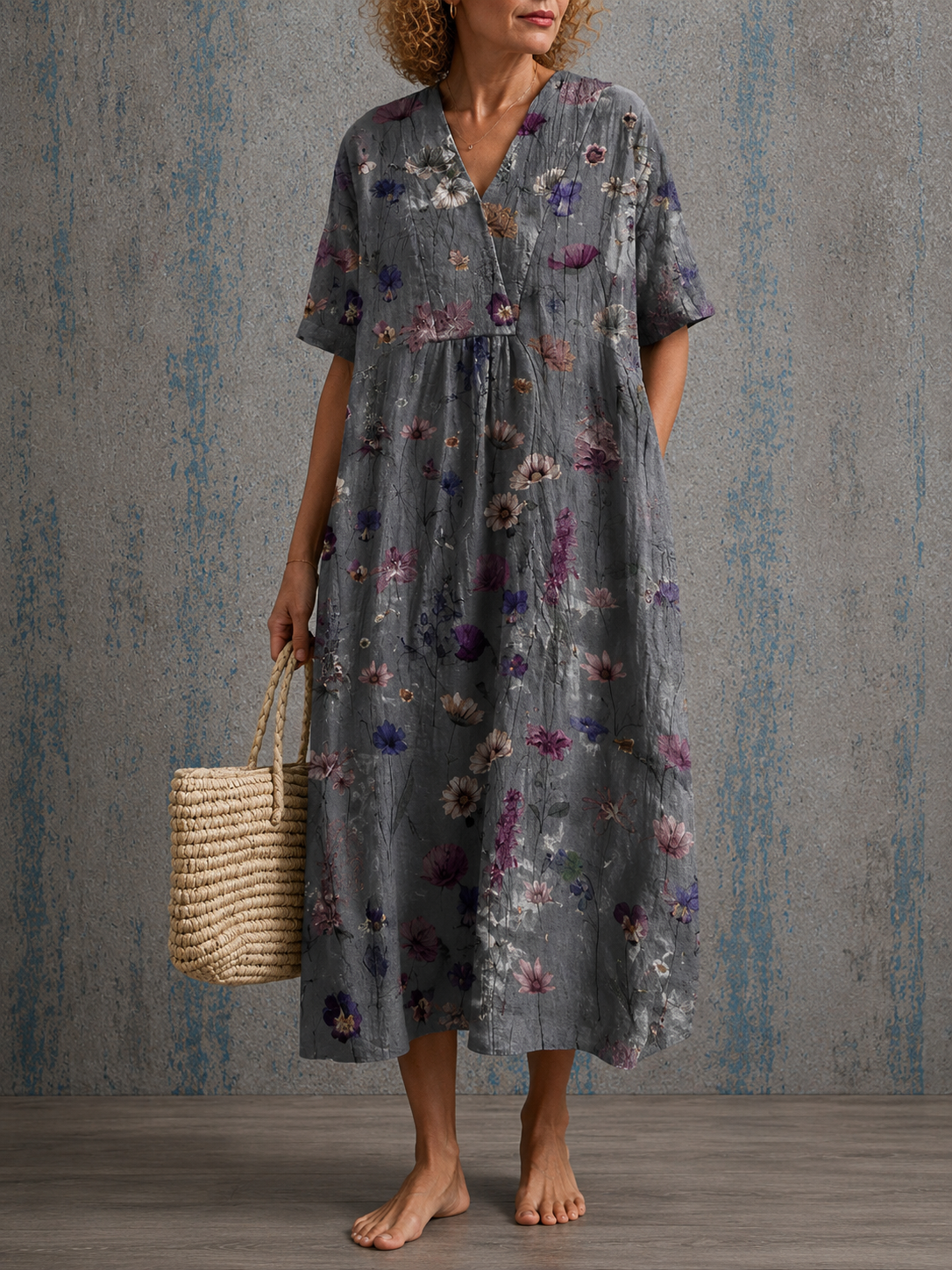 Camille™ | Half Sleeve Linen Dress