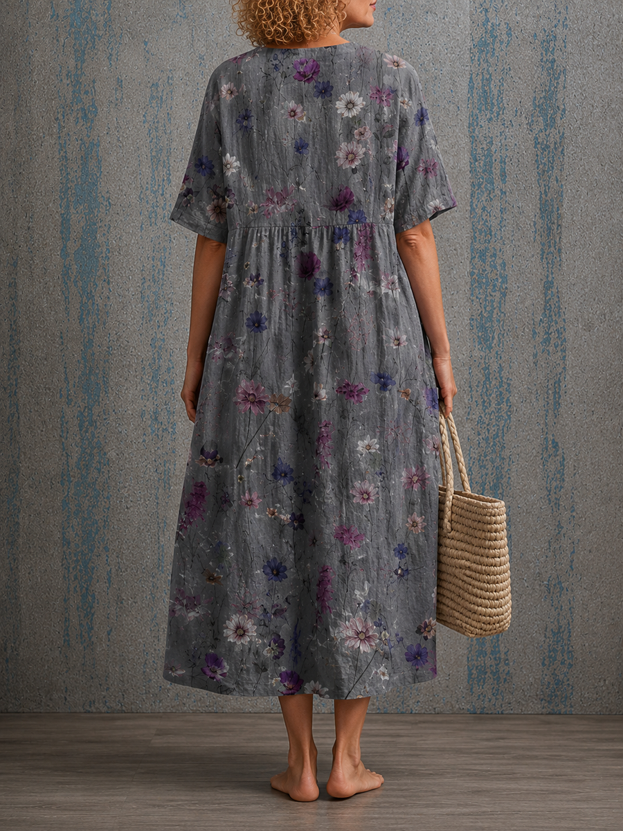 Camille™ | Half Sleeve Linen Dress