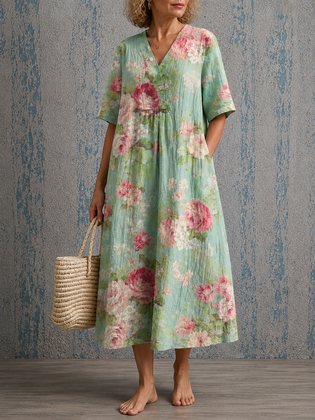 Cynthia™ | Half Sleeve Linen Dress