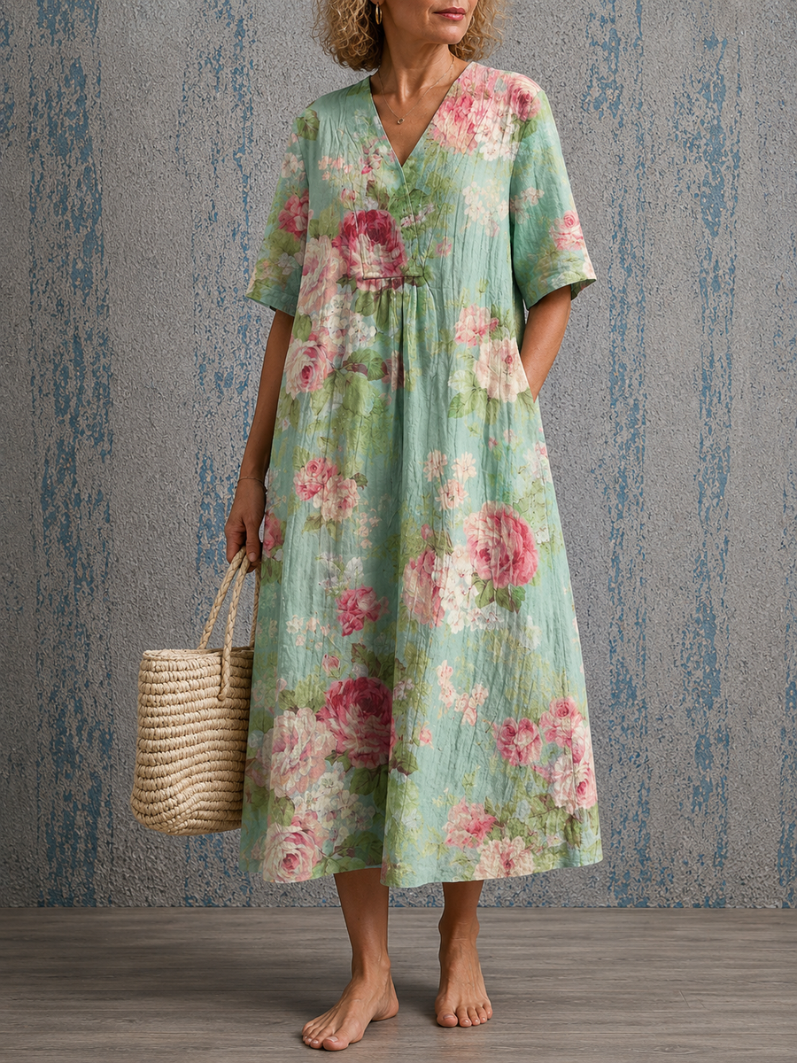 Cynthia™ | Half Sleeve Linen Dress